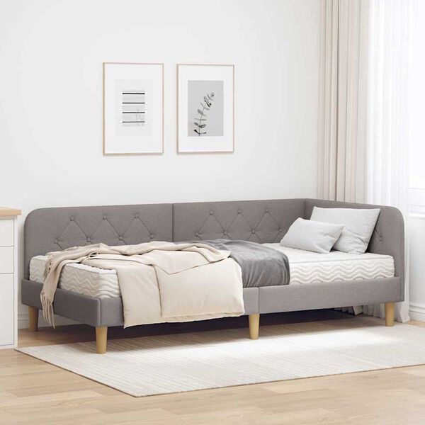 vidaXL Estrutura de Cama de Canto Cinzento-acastanhado 100 x 200 cm