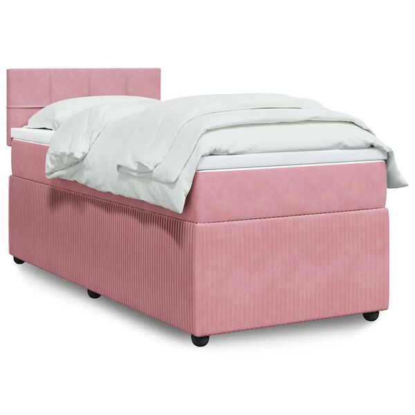 vidaXL Cama com molas/colch&atilde;o 90x200 cm veludo rosa