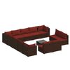 vidaXL 14 pcs conjunto lounge jardim c/ almofad&otilde;es vime PE castanho