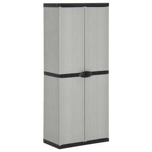 vidaXL Arm&aacute;rio arruma&ccedil;&atilde;o jardim 3 prateleiras 68x40x168cm cinza/preto