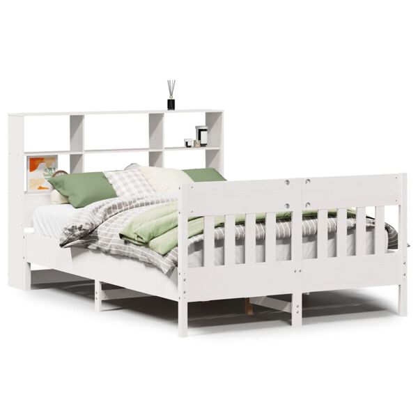 vidaXL Cama sem colch&atilde;o 140x200 cm madeira de pinho maci&ccedil;a branco