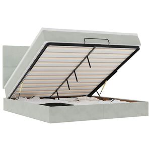 vidaXL Estrutura cama otomana colch&otilde;es 160x200cm veludo cinzento claro