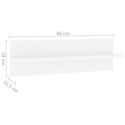 vidaXL Estantes de parede 4 pcs 60x11,5x18 cm contraplacado branco