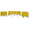 vidaXL 3 pcs conjunto de sof&aacute;s chesterfield com rolos veludo amarelo