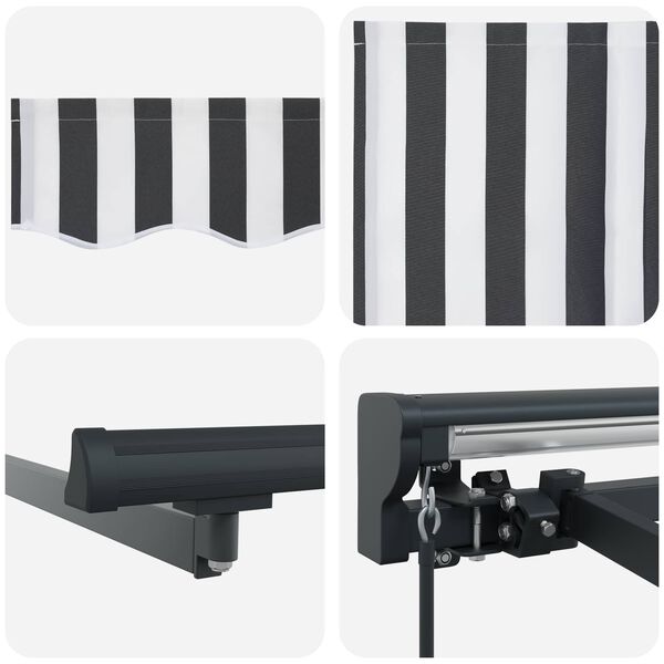 vidaXL Toldo Retr&aacute;til Manual Antracite e Branco 400 &times; 300 cm