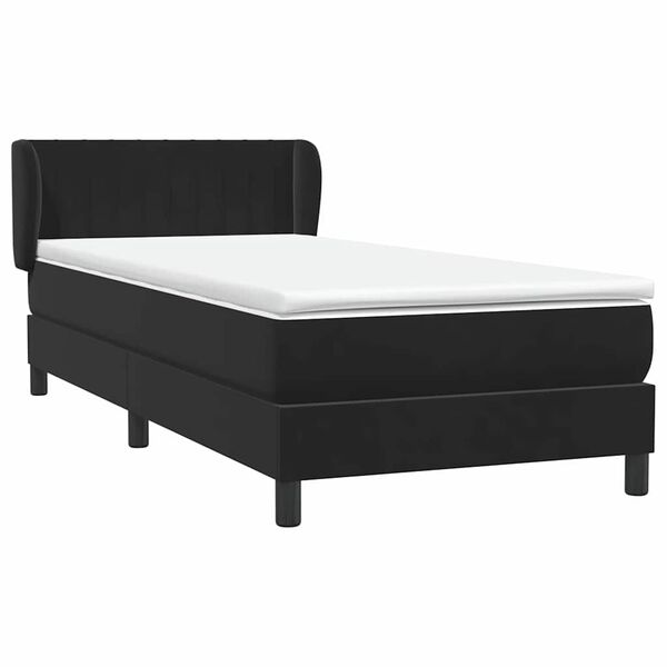 vidaXL Cama com molas/colch&atilde;o 100x210 cm veludo Preto