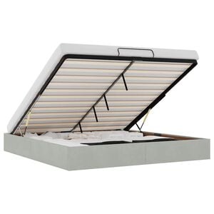 vidaXL Estrutura de cama otomana sem colch&atilde;o 200x200 cm cinzento claro