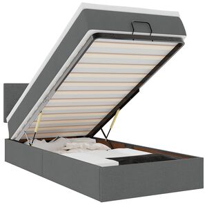 vidaXL Cama otomana com colch&atilde;o & LEDs 90x200cm tecido cinzento escuro