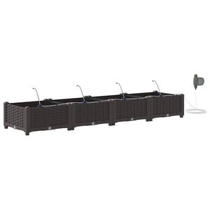 vidaXL Vaso de Jardim 4 unid. Castanho 160 x 40 x 22 cm PP