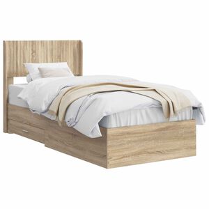 vidaXL Estrutura de Cama com Armazenamento e Cabeceira Carvalho Sonoma
