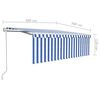 vidaXL Toldo autom&aacute;tico c/ estore/LED/sensor de vento 4x3m azul/branco
