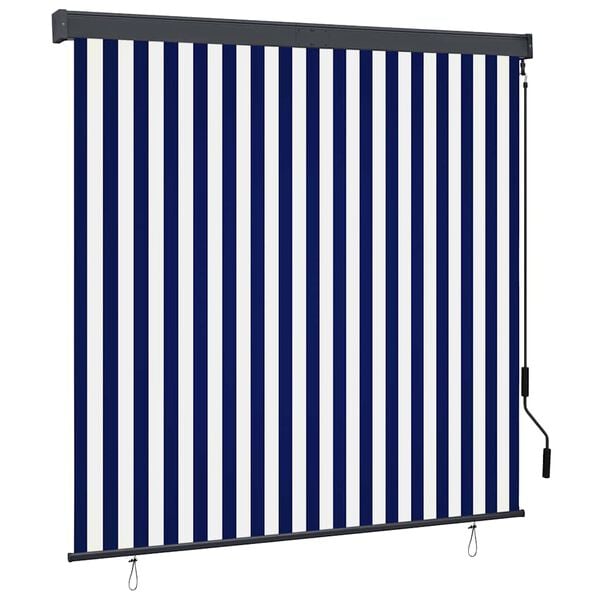 vidaXL Estore de rolo para exterior 160x250 cm azul e branco