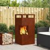 vidaXL Fire Pit Castanho 50 x 50 x 100 cm A&ccedil;o