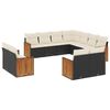 vidaXL 11 pcs conjunto sof&aacute;s de jardim c/ almofad&otilde;es vime PE preto