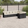 vidaXL 9 pcs conjunto de sof&aacute;s p/ jardim c/ almofad&otilde;es vime PE preto