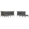 vidaXL 10 pcs conjunto lounge de jardim c/ almofadões vime PE cinzento