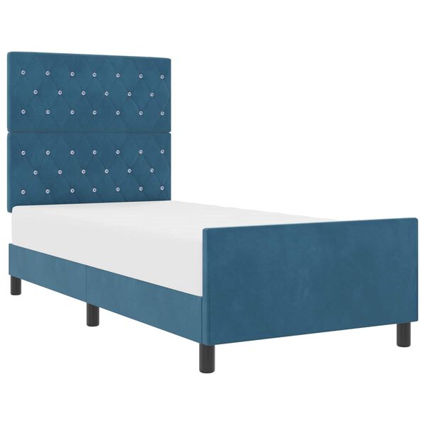 vidaXL Cama Box com cabeceira Azul Escuro 90 x 190 cm Veludo