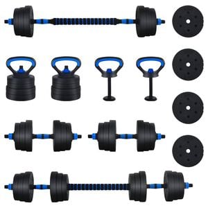 vidaXL Conjunto de Halteres 4 em 1 30kg Preto e Azul