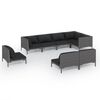 vidaXL 8 pcs conj. lounge jardim c/ almofad&otilde;es vime PE cinzento-escuro
