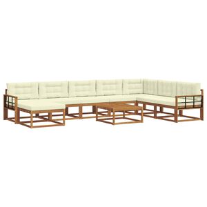vidaXL Conjunto de Sof&aacute;s para Exterior 9 pcs Natural e Creme