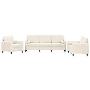 vidaXL 3 pcs conjunto de sof&aacute;s com almofadas veludo cor creme