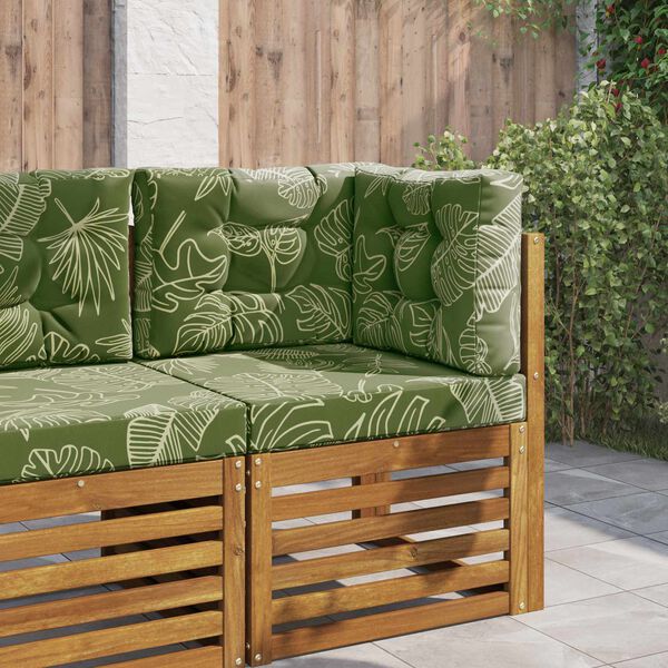 vidaXL Almofada para Sof&aacute; Externo 3 pcs Design de Folha Poli&eacute;ster