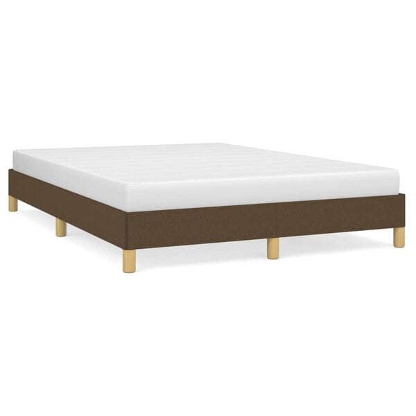 vidaXL Estrutura de cama sem colchão 140x190 cm tecido castanho-escuro