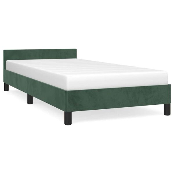 vidaXL Estrutura de cama sem colch&atilde;o 100x200 cm veludo verde-escuro