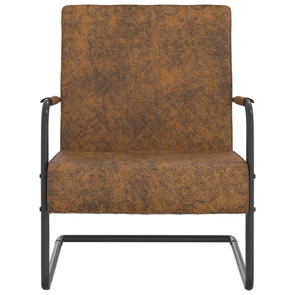 vidaXL Cadeira cantilever tecido castanho