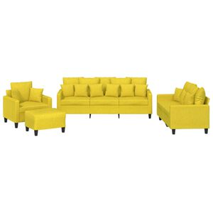 vidaXL 4 pcs conjunto de sof&aacute;s com almofadas tecido amarelo-claro