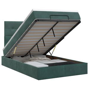 vidaXL Cama ottoman com colch&atilde;o Verde-Escuro 120 x 190 cm Veludo