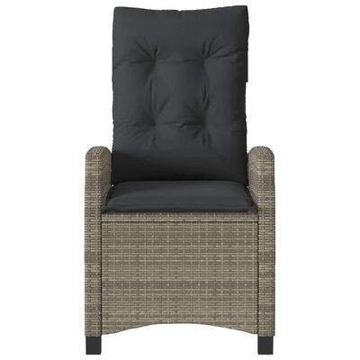 vidaXL Cadeira de jardim reclinável com almofadões vime PE cinzento