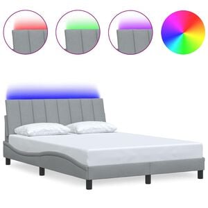 vidaXL Estrutura de cama sem colch&atilde;o Hanko 140x190 cm tecido cinzento-claro