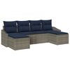 vidaXL Conjunto de Sof&aacute; de Jardim 6 pcs Cinza e Azul Marinho vime PE