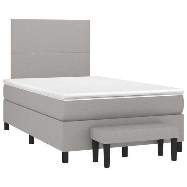 vidaXL Cama com molas/colch&atilde;o 120x200 cm tecido cinza-claro