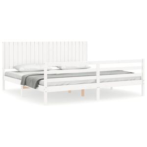 vidaXL Estrutura de cama com cabeceira 200x200cm madeira maci&ccedil;a branco