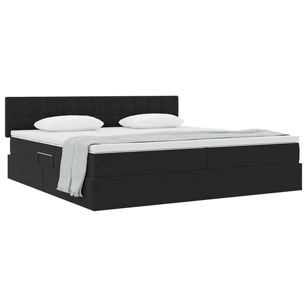 vidaXL Cama com Armazenamento com colch&atilde;o Preto 200 x 200 cm Veludo