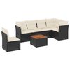vidaXL 7 pcs conjunto de sof&aacute;s p/ jardim c/ almofad&otilde;es vime PE preto
