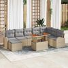 vidaXL Conjunto de Sof&aacute; de Jardim 9 pcs Bege Rattan Sint&eacute;tico