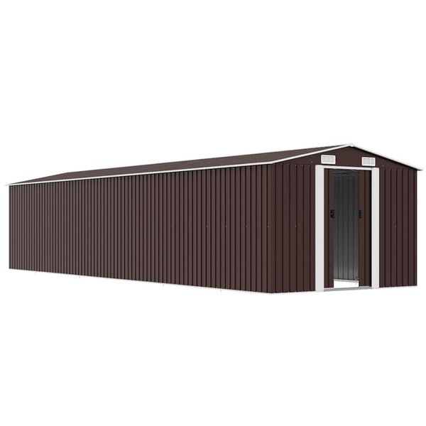 vidaXL Abrigo de jardim 257x779x181 cm a&ccedil;o galvanizado castanho