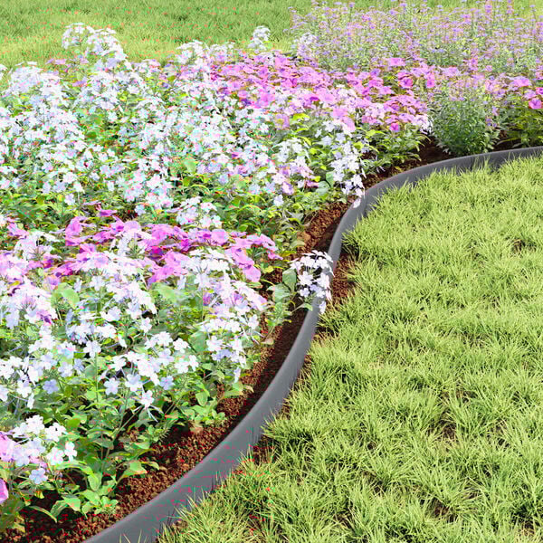 vidaXL Delimitadores de relvado Cinzeto 3000 x 4 x 5 cm Pl&aacute;stico