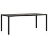 vidaXL Mesa de jardim com tampo de vidro 190x90x75 cm vime PE preto