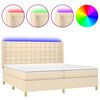 vidaXL Cama box spring c/ colch&atilde;o e LED 200x200 cm tecido cor creme