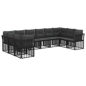 vidaXL Conjunto de Sof&aacute;s para Exterior 10 pcs Preto e Cinza Escuro