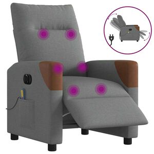 vidaXL Poltrona reclin&aacute;vel de massagens el&eacute;trica tecido cinza-escuro