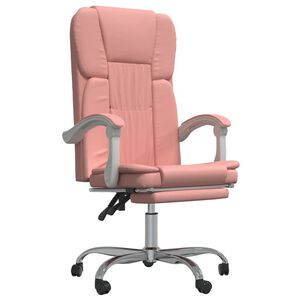 vidaXL Cadeira de escrit&oacute;rio reclin&aacute;vel couro artificial rosa