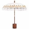 vidaXL Parasol Balin&ecirc;s com Base Creme e Marrom &Oslash; 210-220 cm