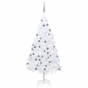 vidaXL &Aacute;rvore Natal artificial pr&eacute;-iluminada c/ bolas 150cm PVC branco