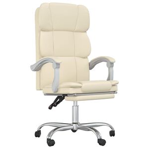 vidaXL Cadeira de escrit&oacute;rio reclin&aacute;vel couro artificial cor creme