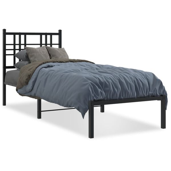 vidaXL Estrutura de cama com cabeceira 80x200 cm metal preto